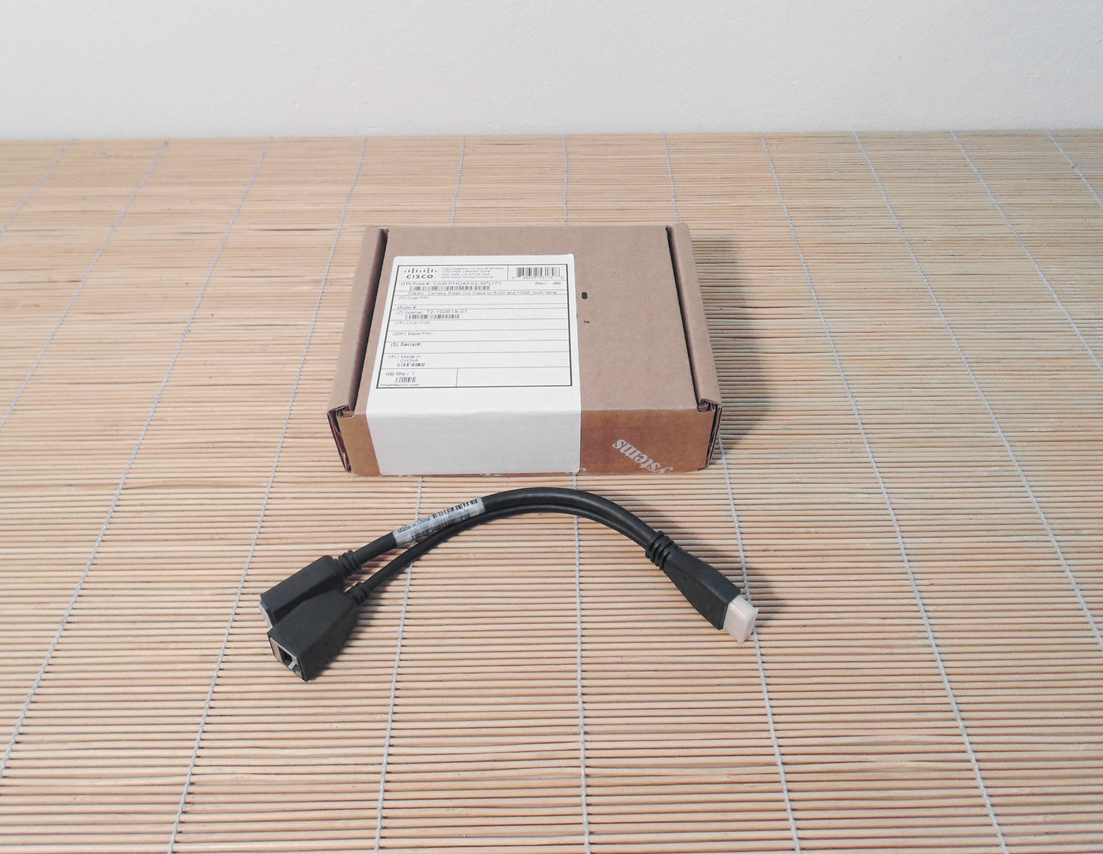 NEW Cisco CAB-PHD4XS2-SPLIT Camera Break Out Cable to RJ45 and HDMI NEW OPEN BOX