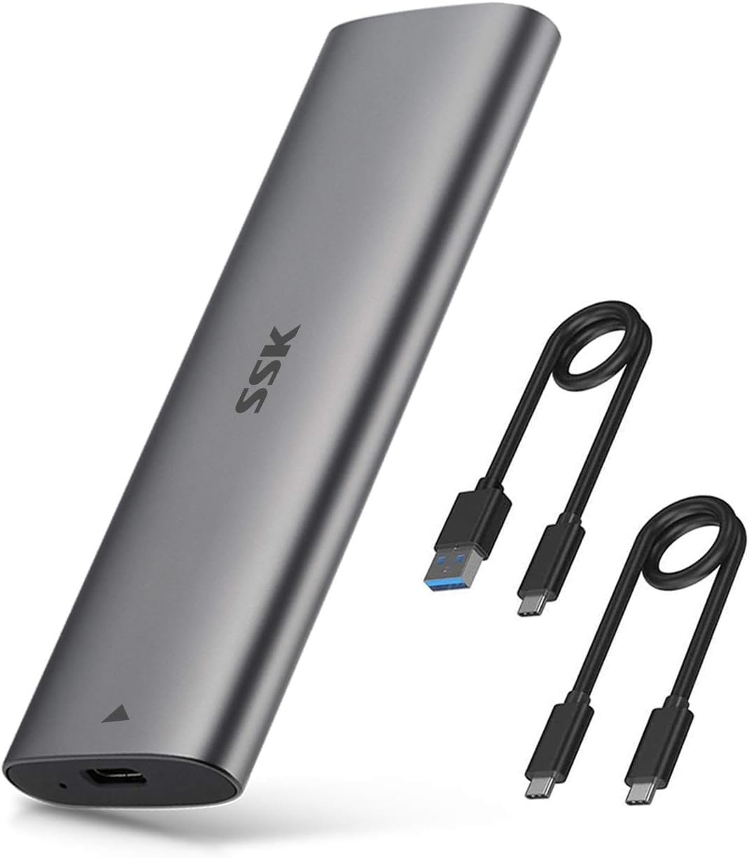 SSK NVMe SATA SSD Enclosure, M.2 to USB Adapter Reader USB-C 3.2 Gen 2