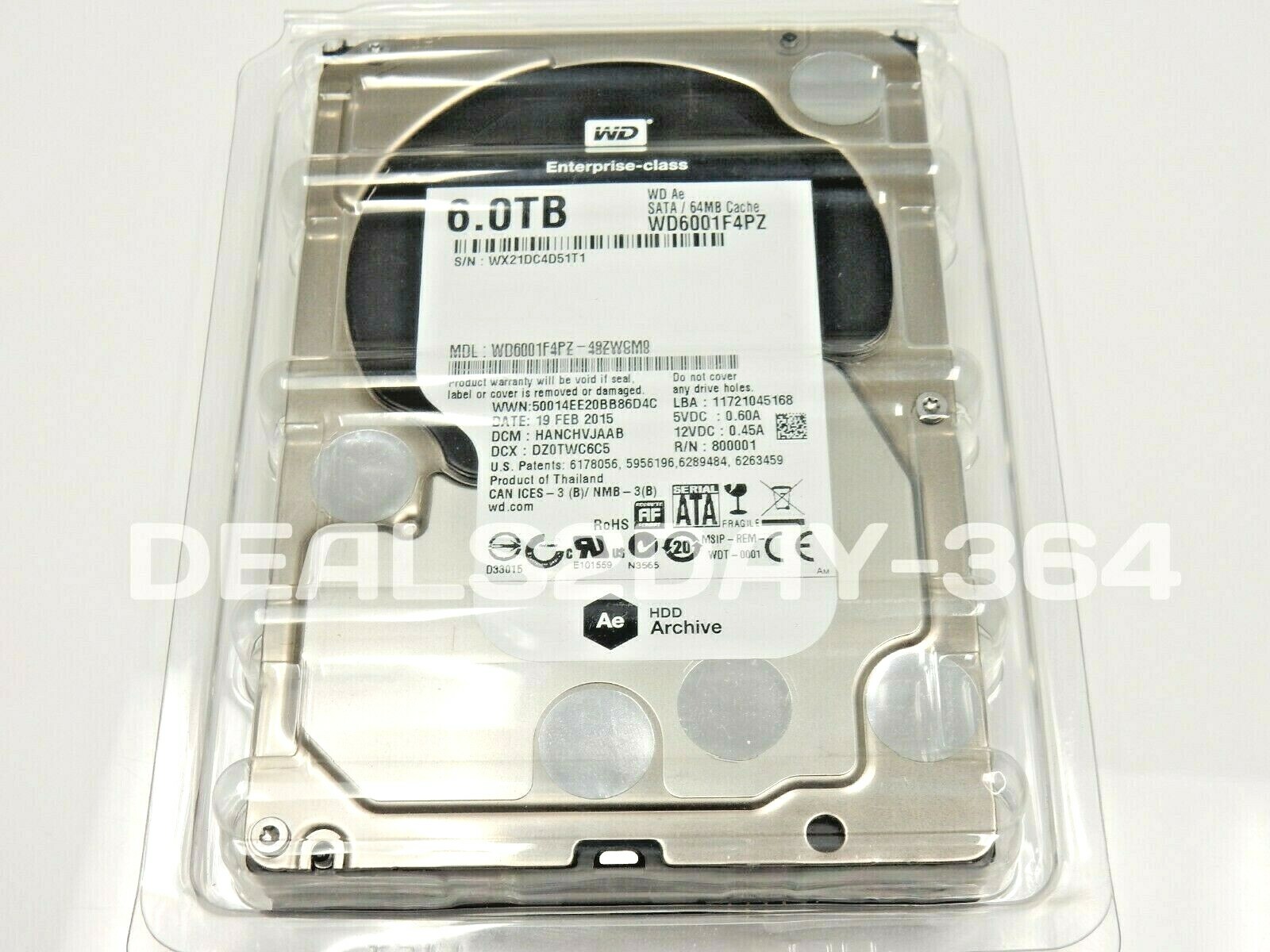 WD 6TB 3.5" AE Datacenter Archive SATA III 64 MB Cache Enterprise Hard Drive (WD