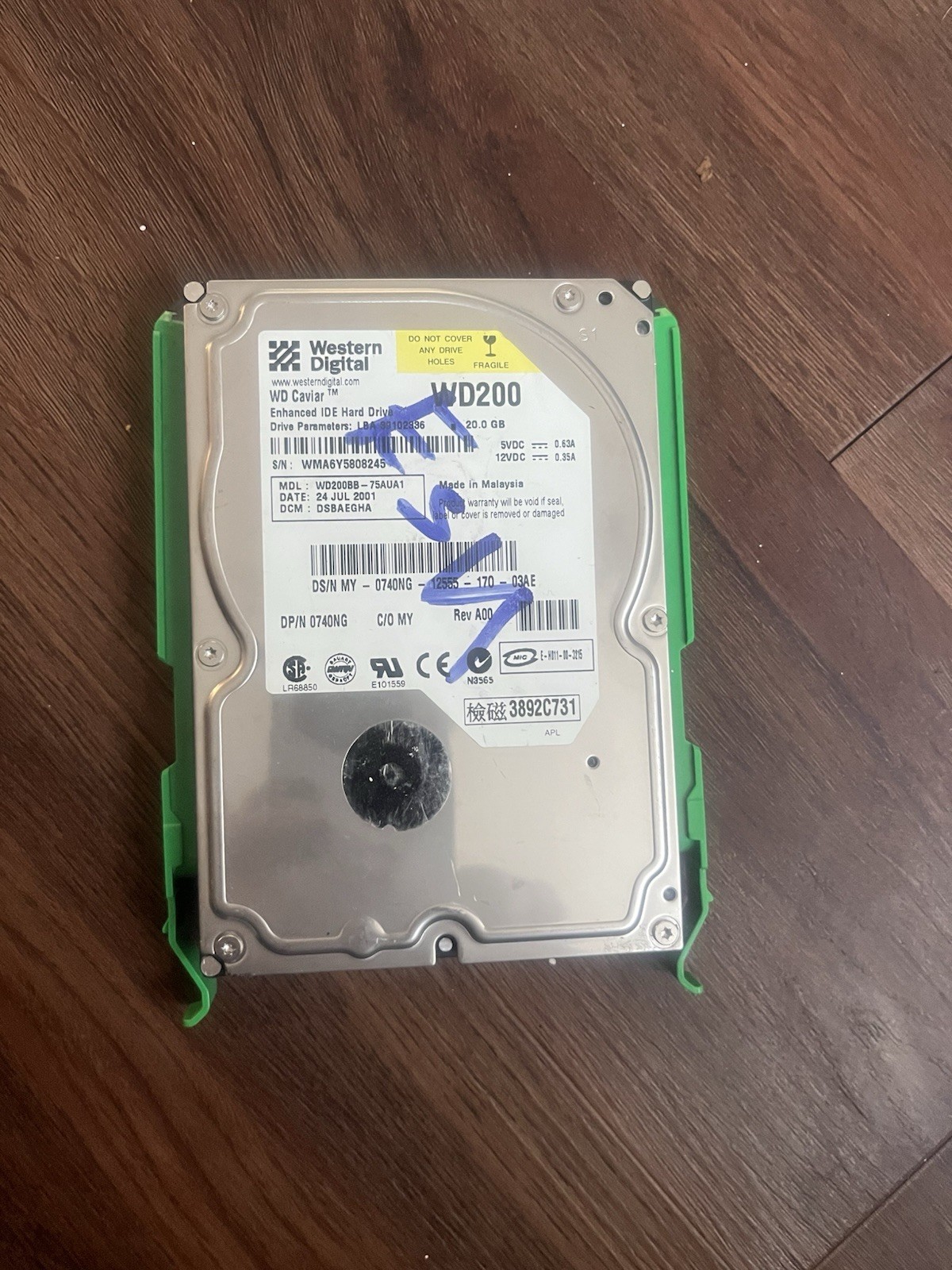 Western Digital WD 200 Internal Hard Drive Untested