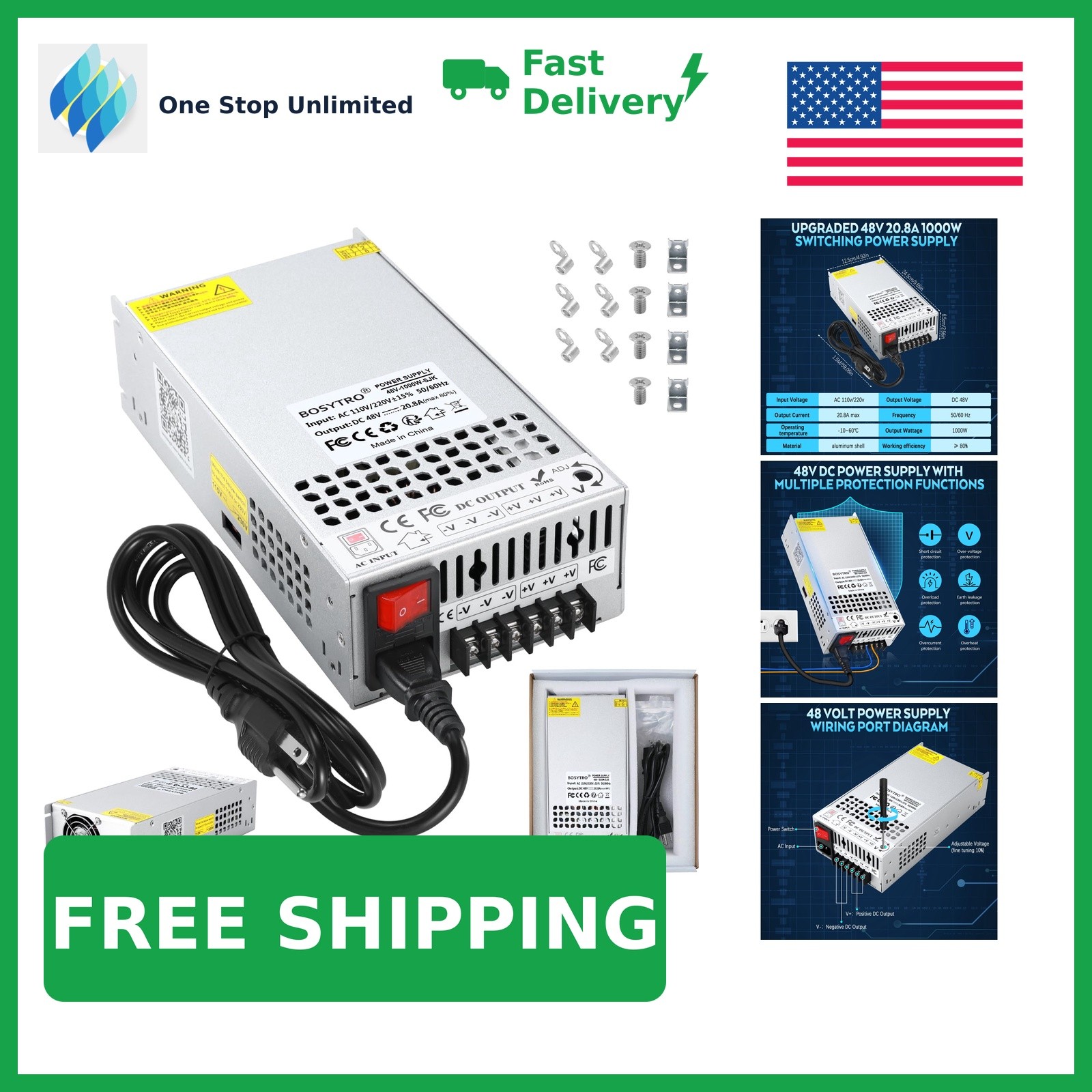 BOSYTRO 48V 1000W DC Switching Power Supply