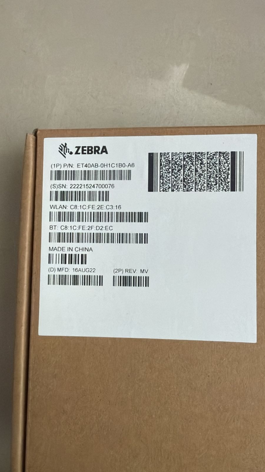 Zebra ET40AB-0H1C1B0-A6