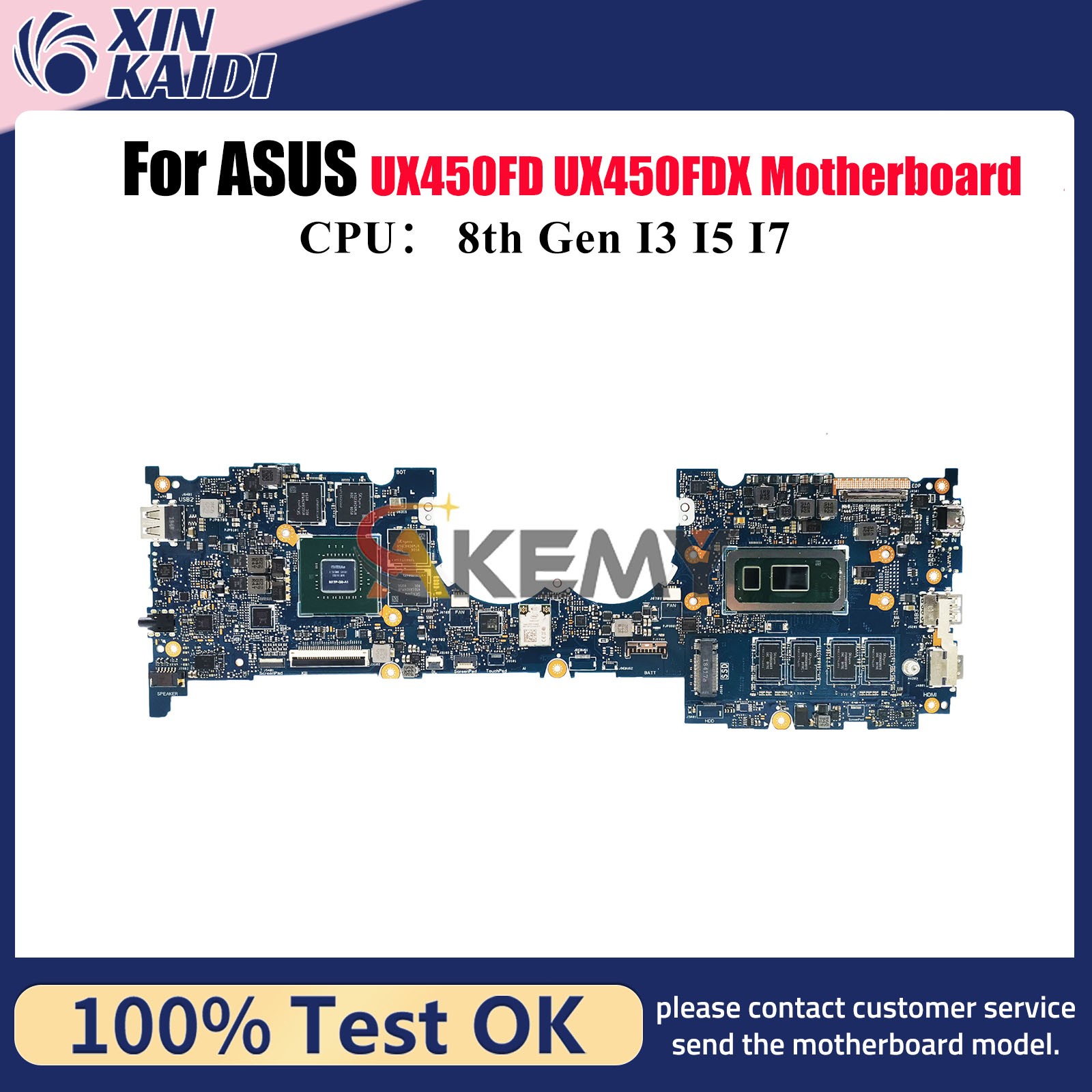 UX450FDX Laptop Motherboard For ASUS UX450FD Mainboard W/ I3 I5 I7 CPU tests OK