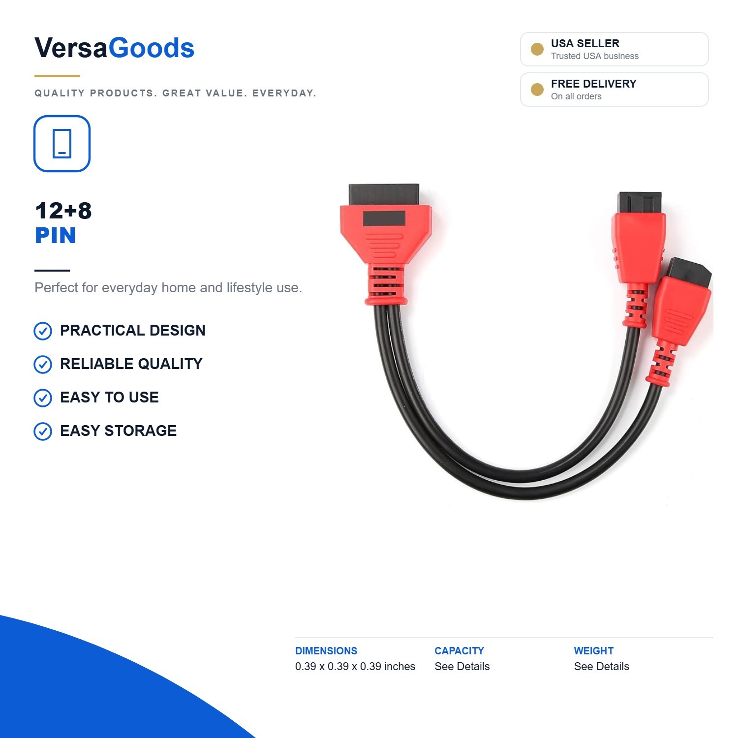 12+8 Pin Cable Adaptor for Chrysler,12 8 Pin Connector to OBD2 Adapter