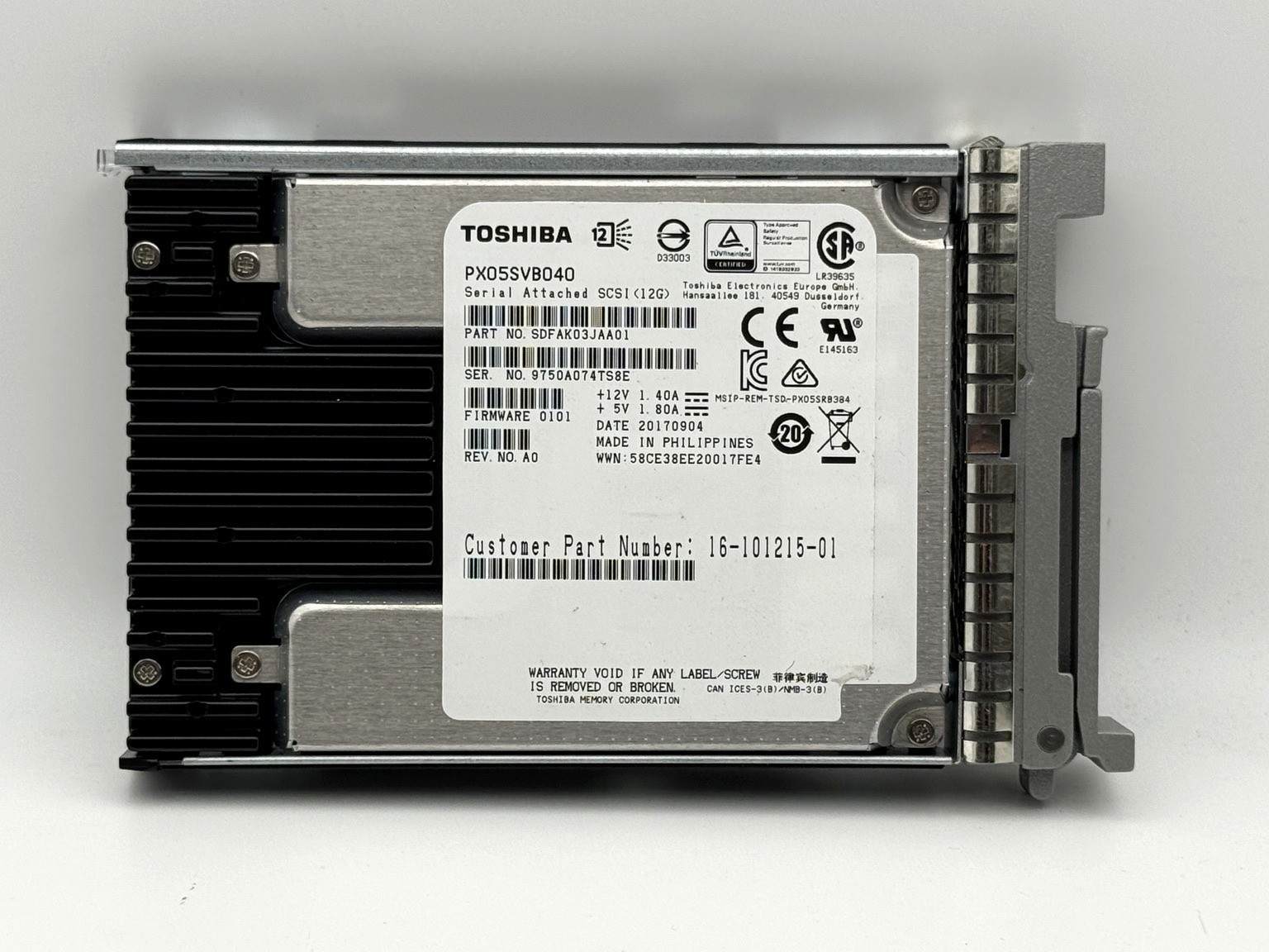Cisco UCS-SD400GSAS3-EP 400GB 12G SAS 2.5" SSD Toshiba PX05SVB040 w/ Caddy