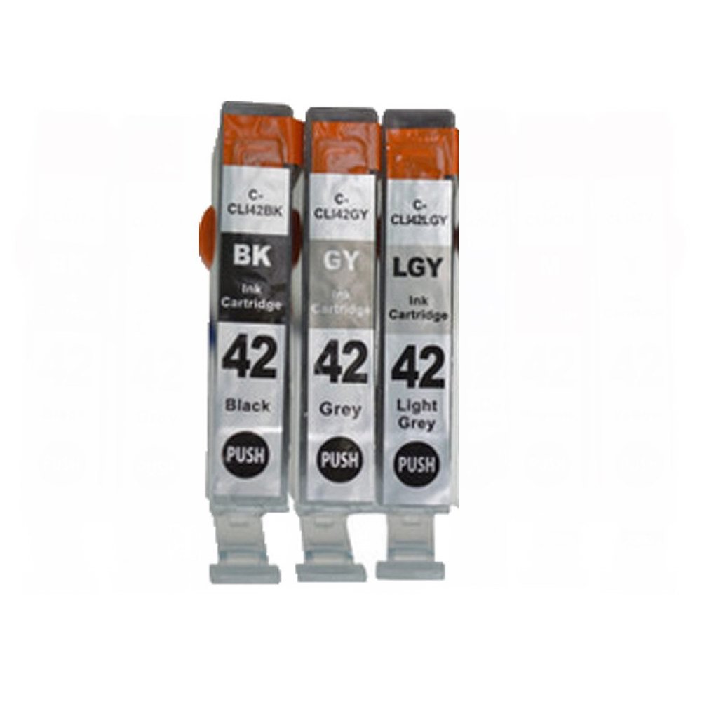 3PACK CLI-42 BK / GY / LGY Ink Cartridges for Canon PIXMA PRO-100 Printer