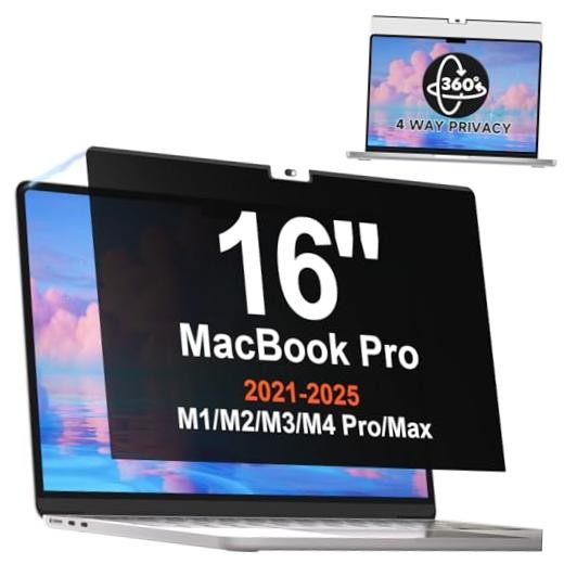 Magnetic 360° Privacy Screen MacBook Pro 16 Inch (2021-2026) Black for Macbook