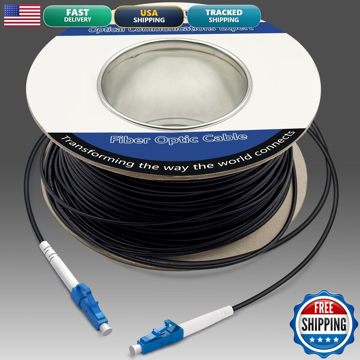 Bangun 75m LC to LC Armored Simplex Fiber Patch Cable 9/125um OS1/OS2 Black
