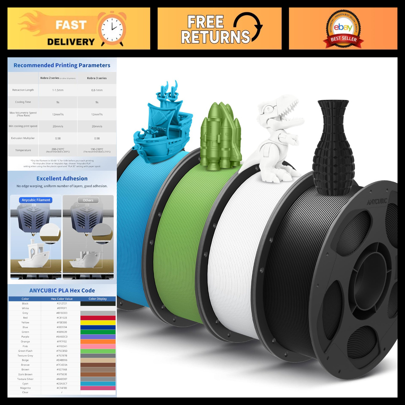 Multicolor PLA 3D Printer Filament Bundle - 4KG High-Quality Printing Material