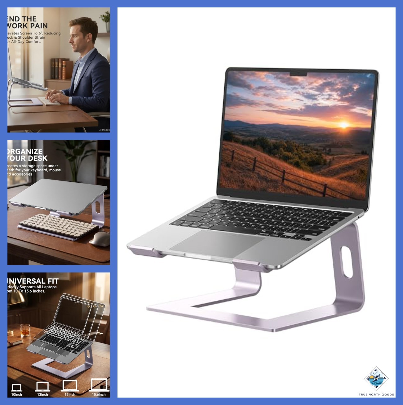 SOUNDANCE Laptop Stand, Aluminum Ergonomic Desk Riser, 10-15.6", Purple