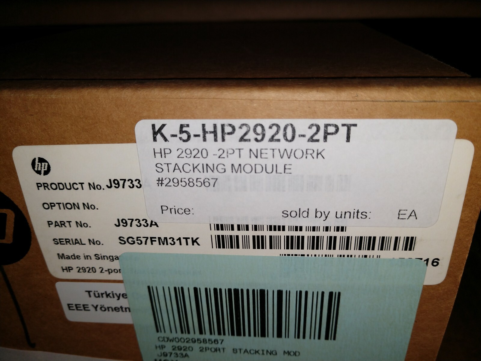 (NEW) HP J9733A HP 2920 2Port Stacking Module 