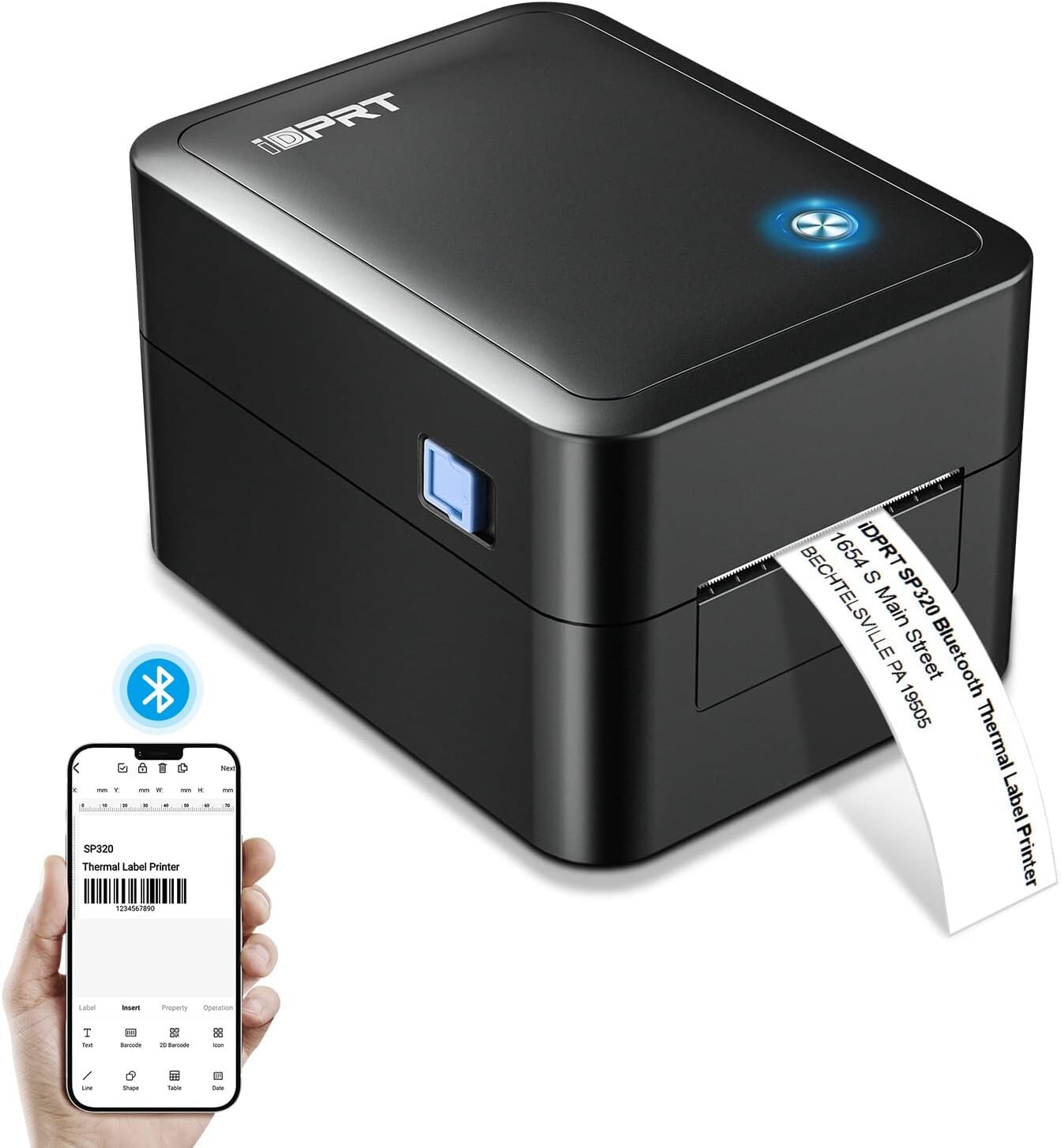 iDPRT 1-3.15" Thermal Label Printer for Home Business Bluetooth Win Mac Linux
