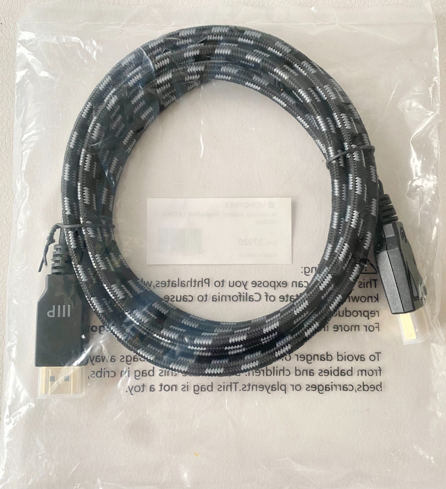 Monoprice Braided DisplayPort 1.4 Cable 8K for Graphic Design Display TV PC(6FT)