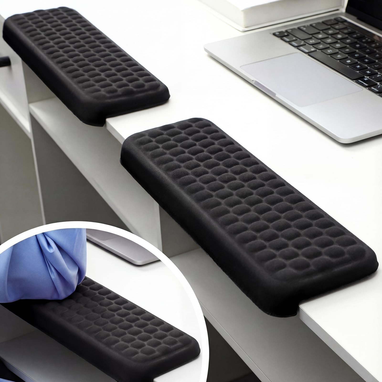 2 PCS LShaped Desk Elbow Pad Set Edge Cushion Memory Foam Wrist Rest Black
