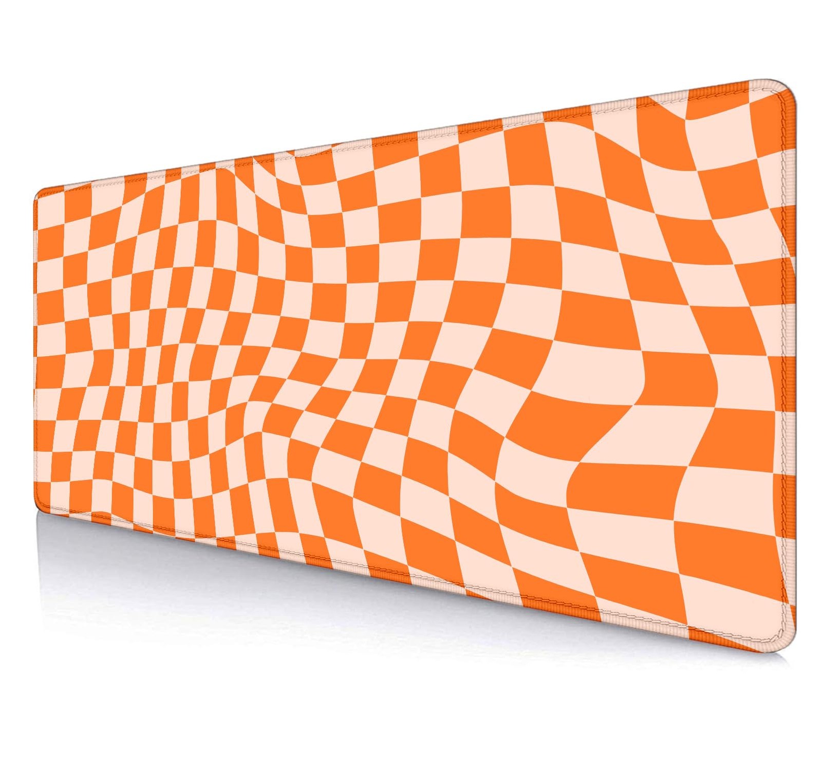 SXCKANG Orange Checkered Desk Pad, Boho 31.5 x 11.8 inches, 