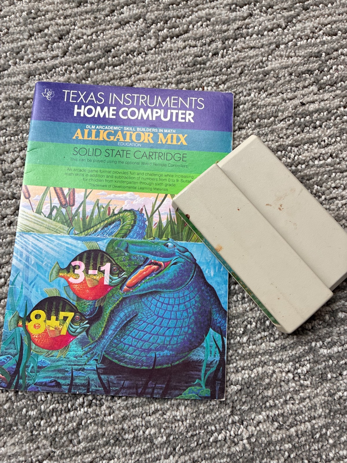 Texas Instruments TI-99 4A cartridge and manual, Alligator Mix Tested & Working