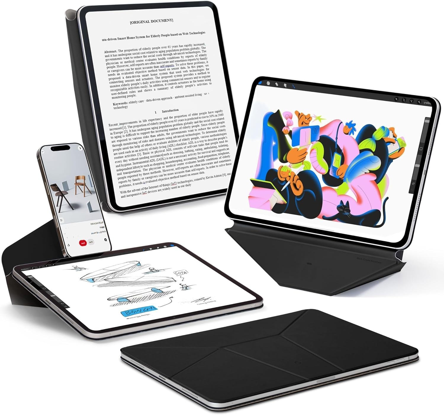 MOFT Dynamic Folio Case iPad Air 11 M2 2024 Slim Magnetic Auto Wake Jet Black