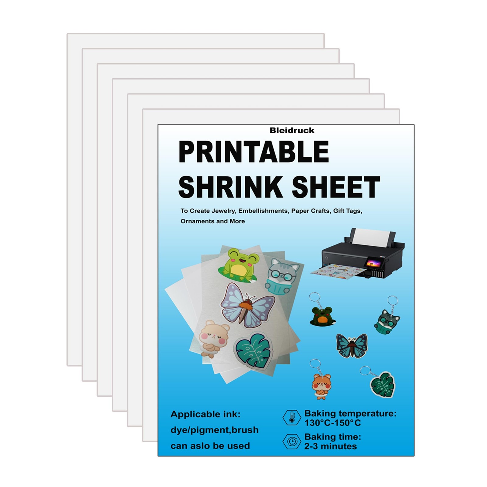 Printable Shrink Plastic Sheet Inkjet Compatible Shrinky Film for DIY Craft
