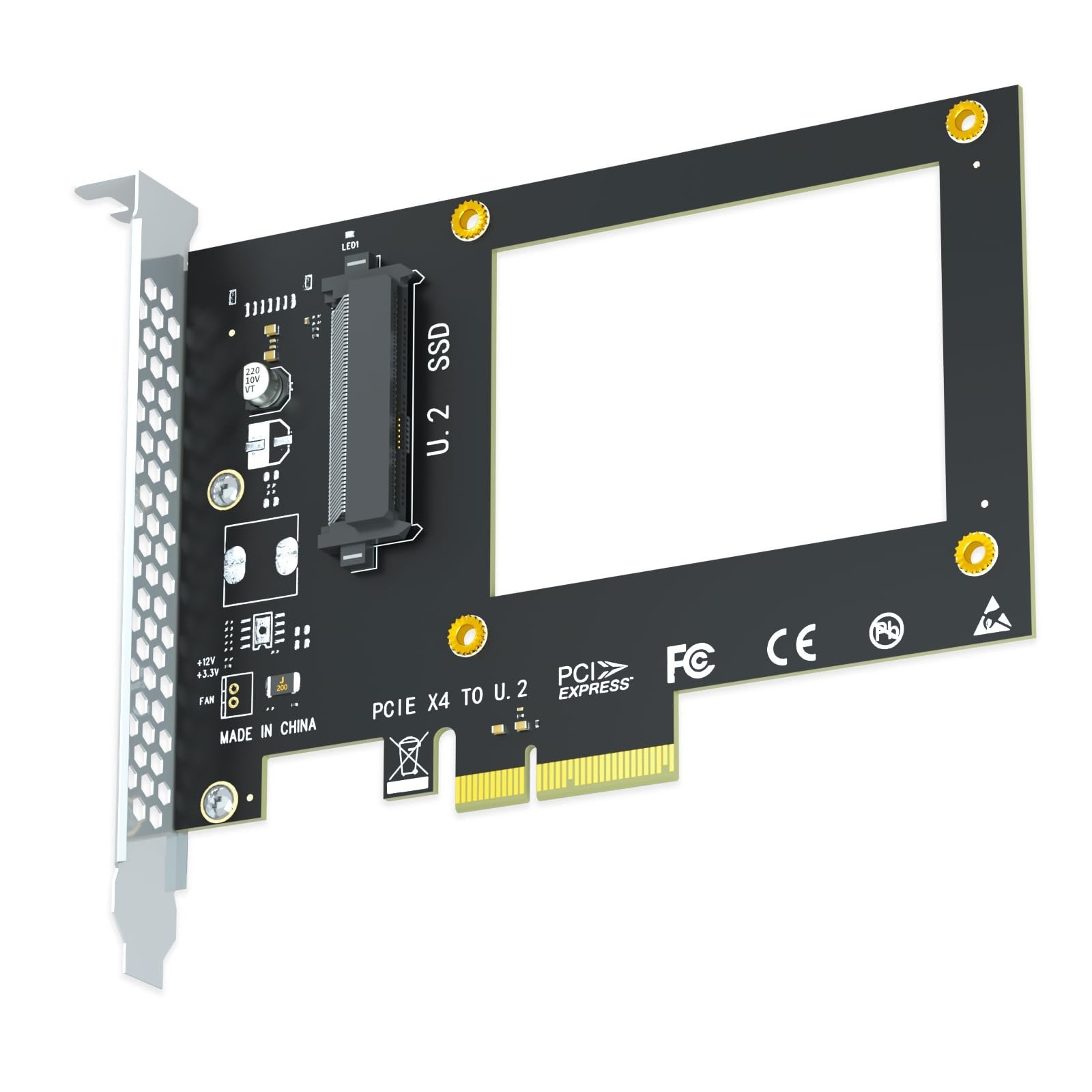 U.2 to PCIe 4.0 X4 Adapter Card for 2.5” U.2 SSD - High-Speed Storage Upgrade