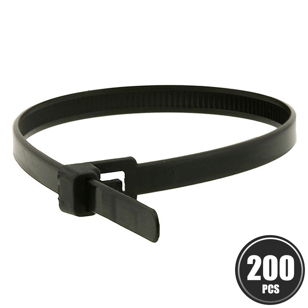 200 Pcs 12" Releasable Reusable Cable Cord Wire Nylon Zip Ties 50 Lbs Black 