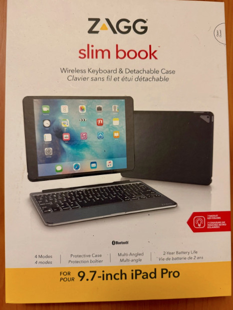 Zagg Slim Book 9.7" iPad Pro Backlit Wireless Keyboard Folio Case Detachable NEW