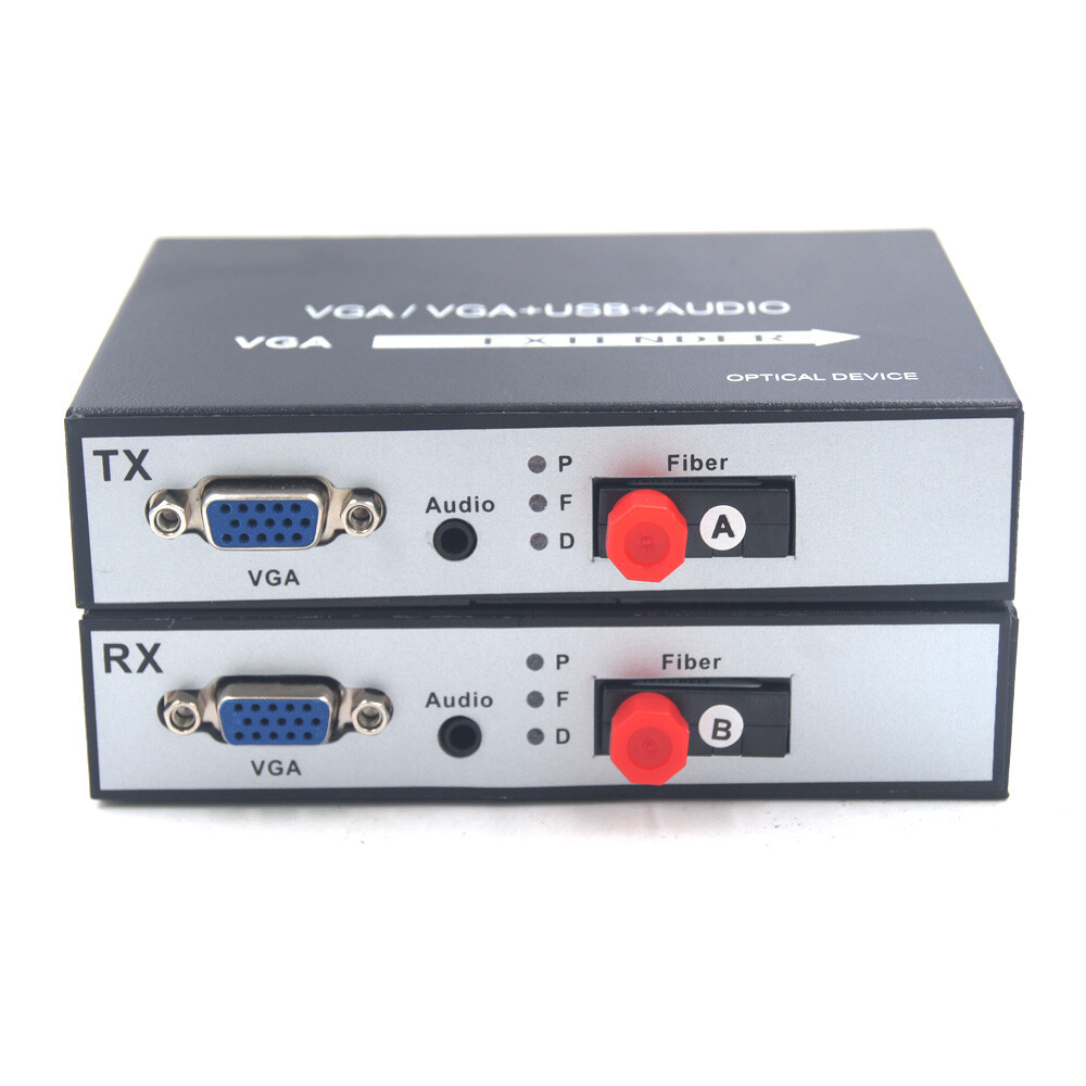 VGA extenders Video Audio over Fiber optic 20Km Transmitter Receiver 1080P FC