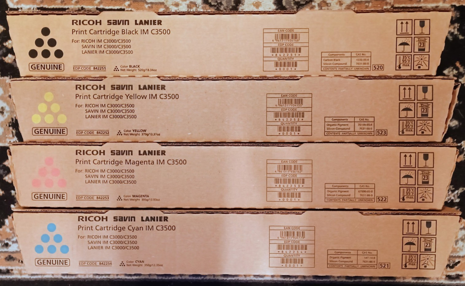 Genuine Ricoh Savin Lanier Toner SET IM C3500 C3000 842251 842252 842253 842254