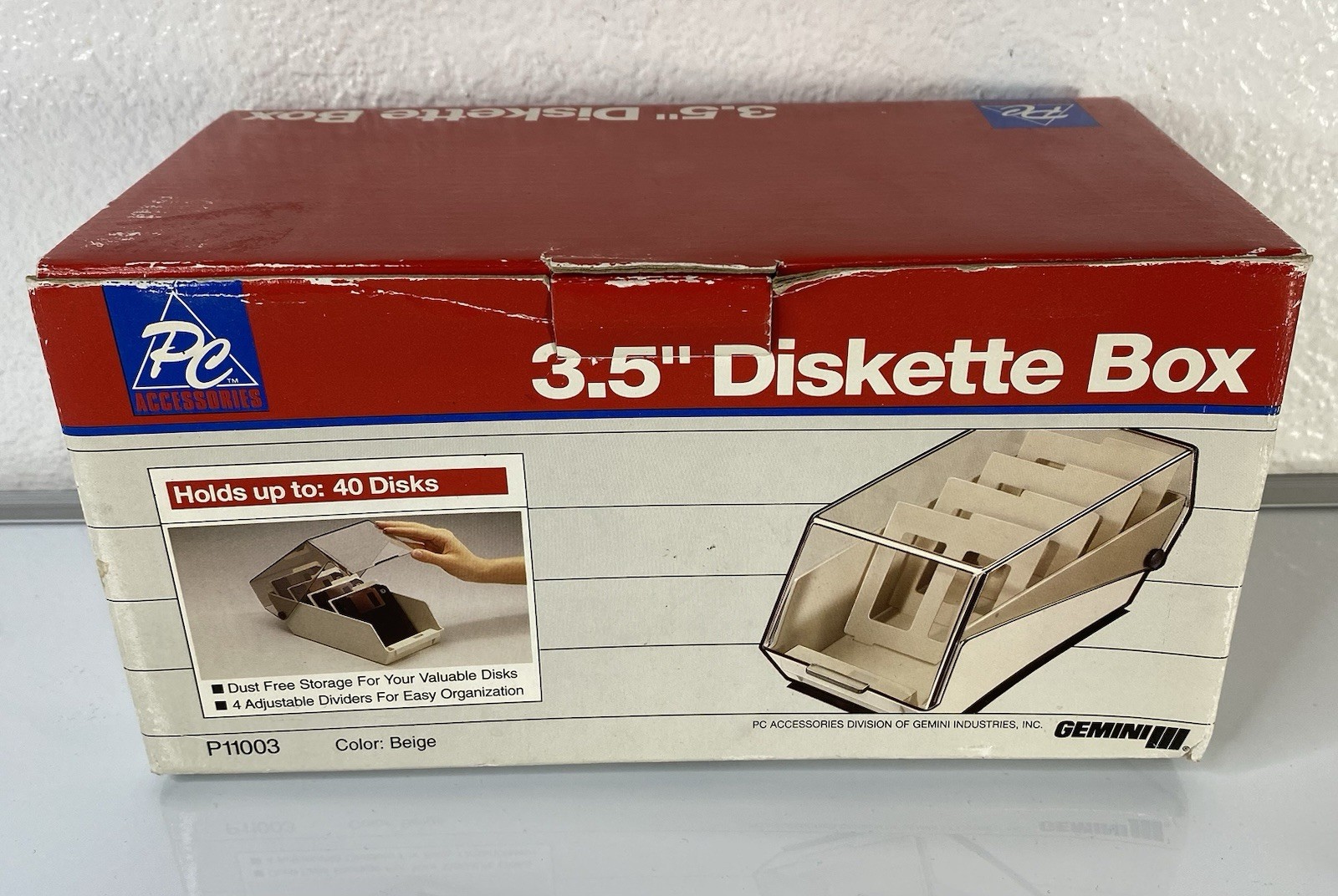 Gemini PC Accessories 3.5" 40 Diskette Storage Box NEW 1994 Vintage Old Stock