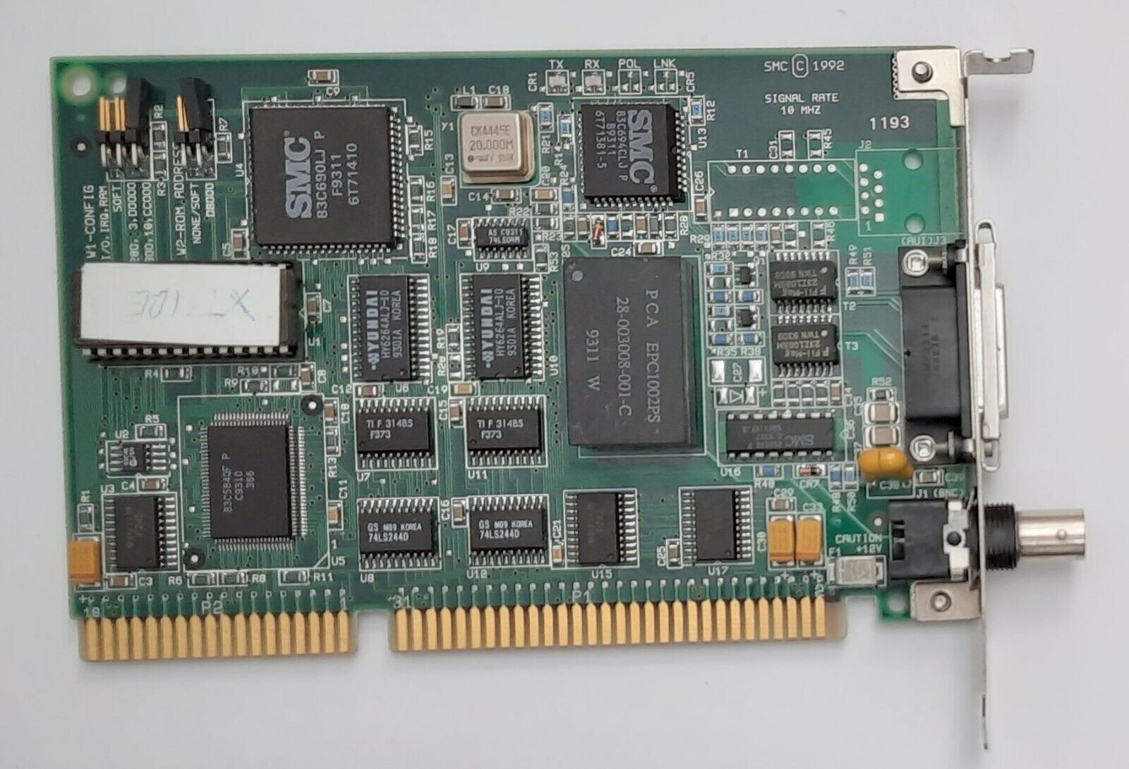 SMC EtherCard Elite 16 ISA Network Card (8013EPC, SMC 83C690, Retro, BNC, 1992)