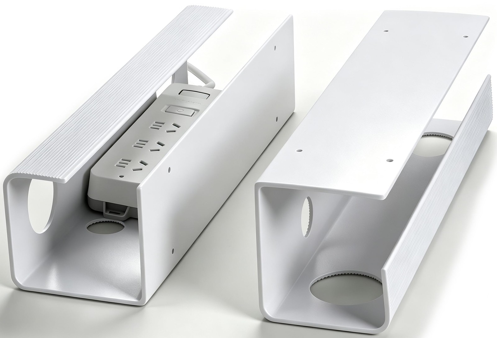 2 PCS White 15.7 Inch PVC Under Desk Cable Management Tray Wire Organizer Hub