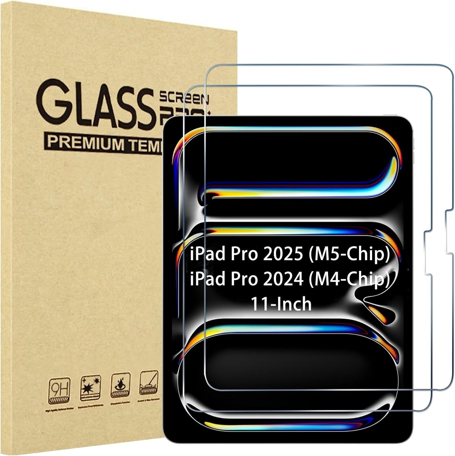 (2 Pack) iPad Pro 11 Inch (M5) 2025/ (M4) 2024 Screen Protector Tempered Glass