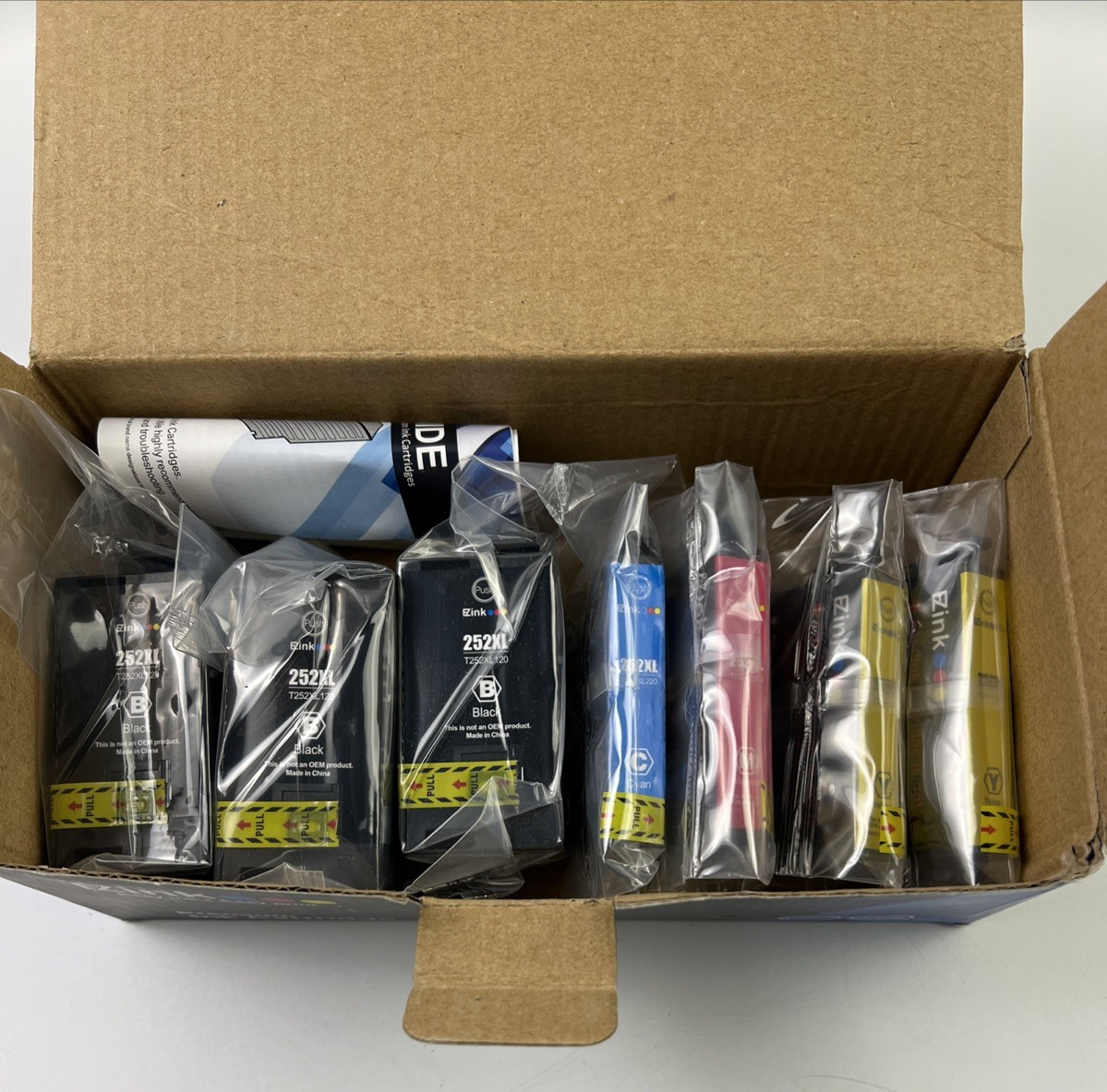 EZInk Set, 252XL Compatible Unopened 3 Black, 2 Yellow, Cyan and Magenta