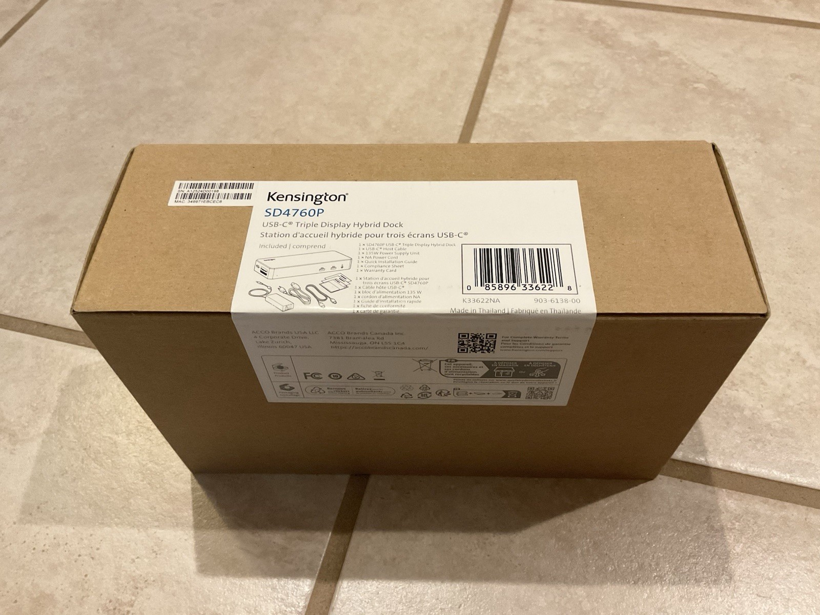 Kensington SD4760P USB-C Triple Display Hybrid Docking Station New Sealed