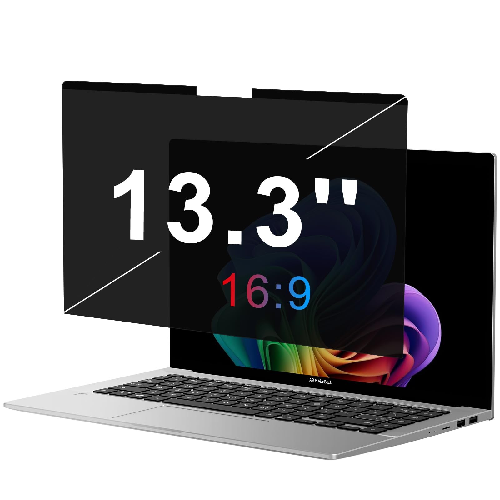 OMOTON Magnetic Laptop Privacy Screen 13.3 Inch 16:9, Anti-Spy Filter, Matte ...