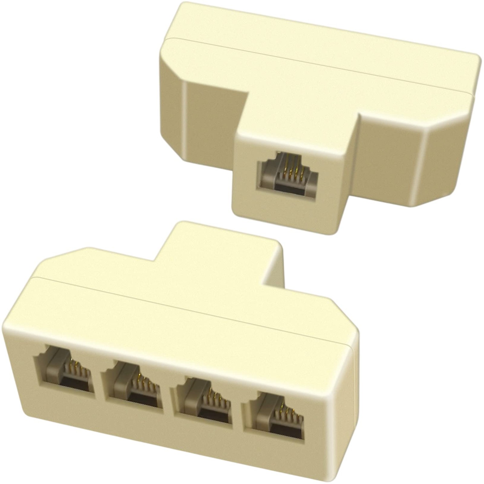 2Pack Phone Splitter 4 Way Telephone Adapter for Landline and Fax