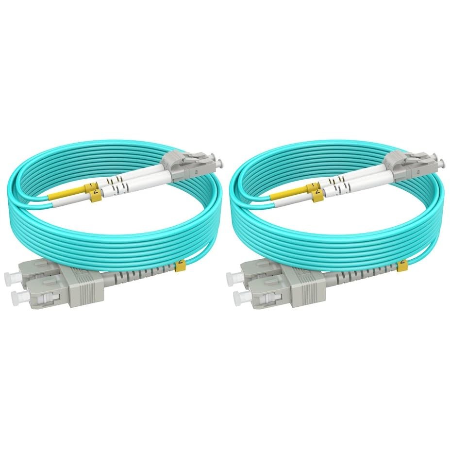 2 PCS OM4 SC LC Fiber Patch Cables Multimode 30ft 10m Duplex LSZH 50/125m 10G
