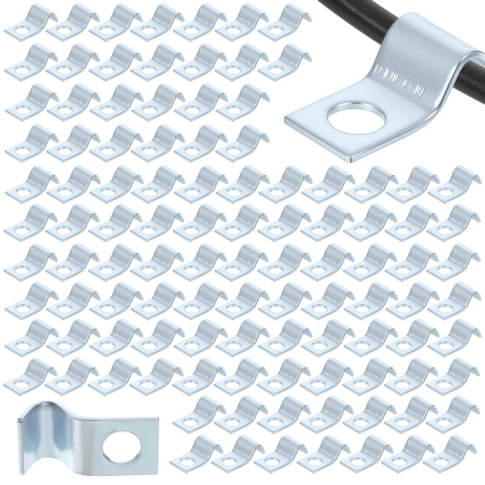 100 Pcs Outdoor Cable Clips, 1/4 Inch Cord Clips Stainless Steel Conduit Clam...