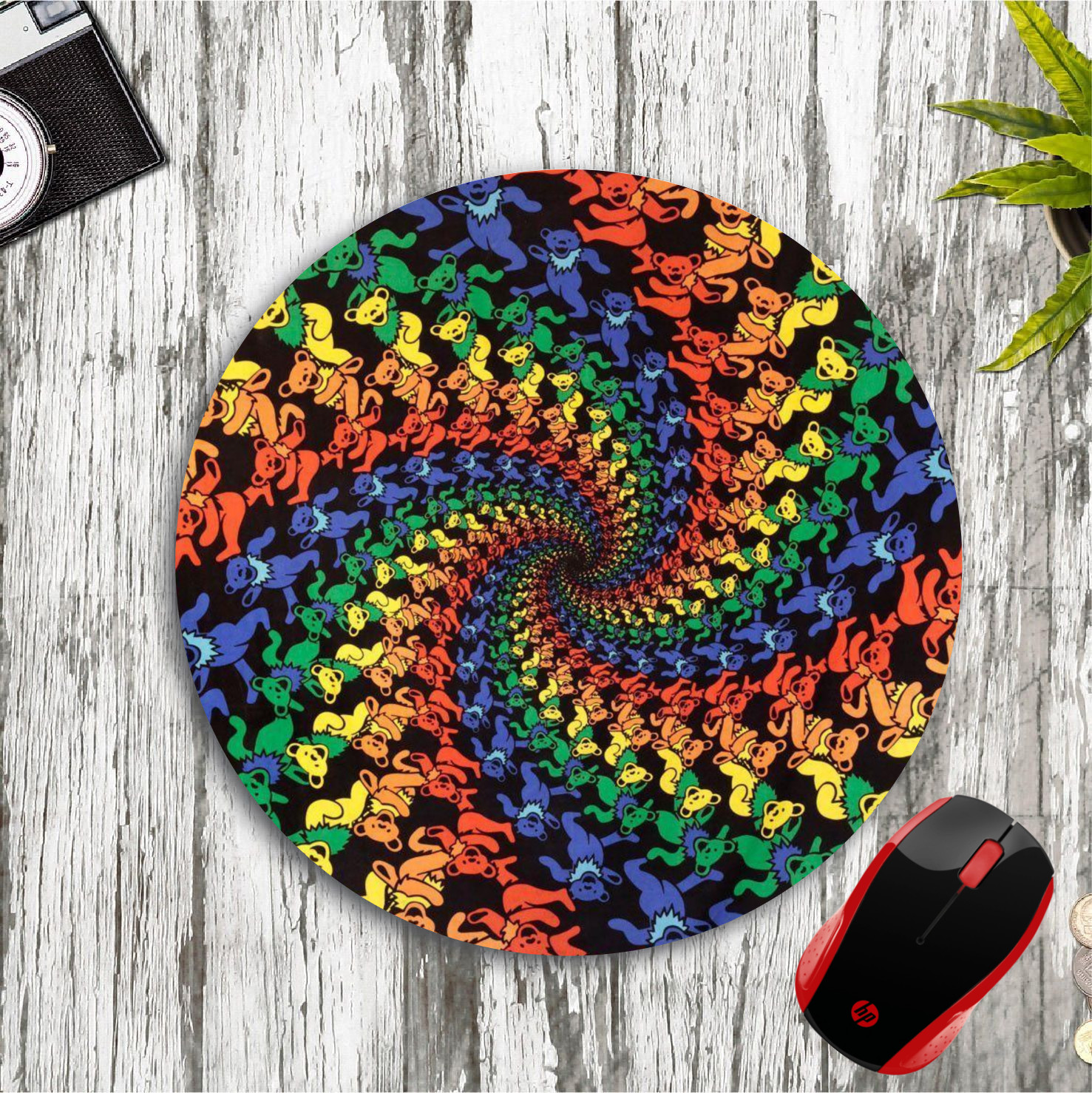 GRATEFUL DEAD BEARS SPIRAL ROUND NEOPRENE MOUSE PAD MAT HOME SCHOOL OFFICE GIFT