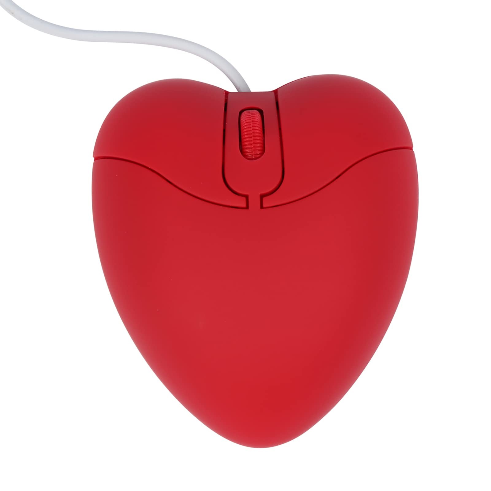 Heart Shape USB Wired Optical Computer Mouse 3Button 1200DPI 3.9FT Cord Red
