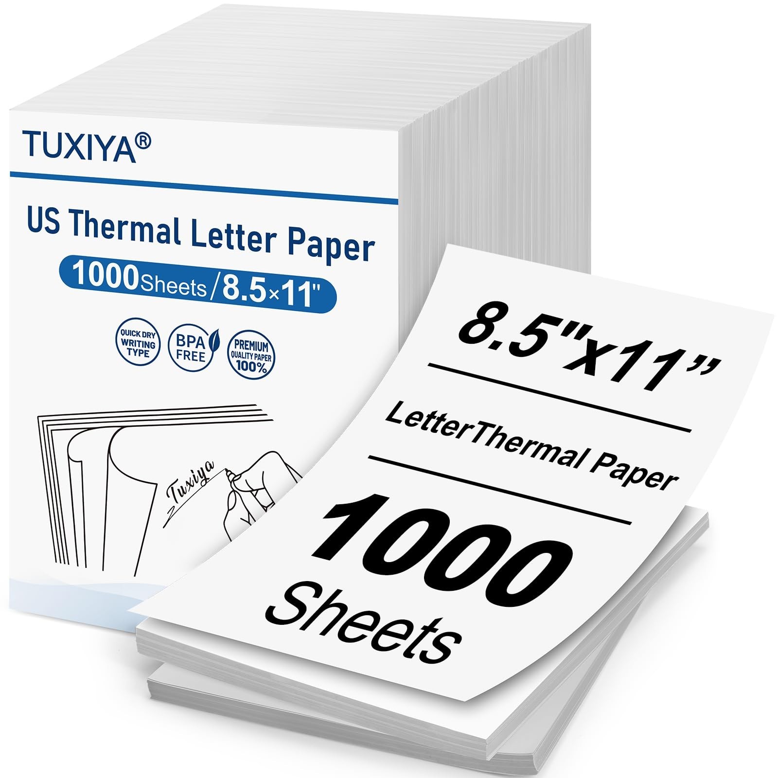 1000 Sheets Thermal Printer Paper 8.5x11 Inch, High-Quality, Fast Drying, Compat
