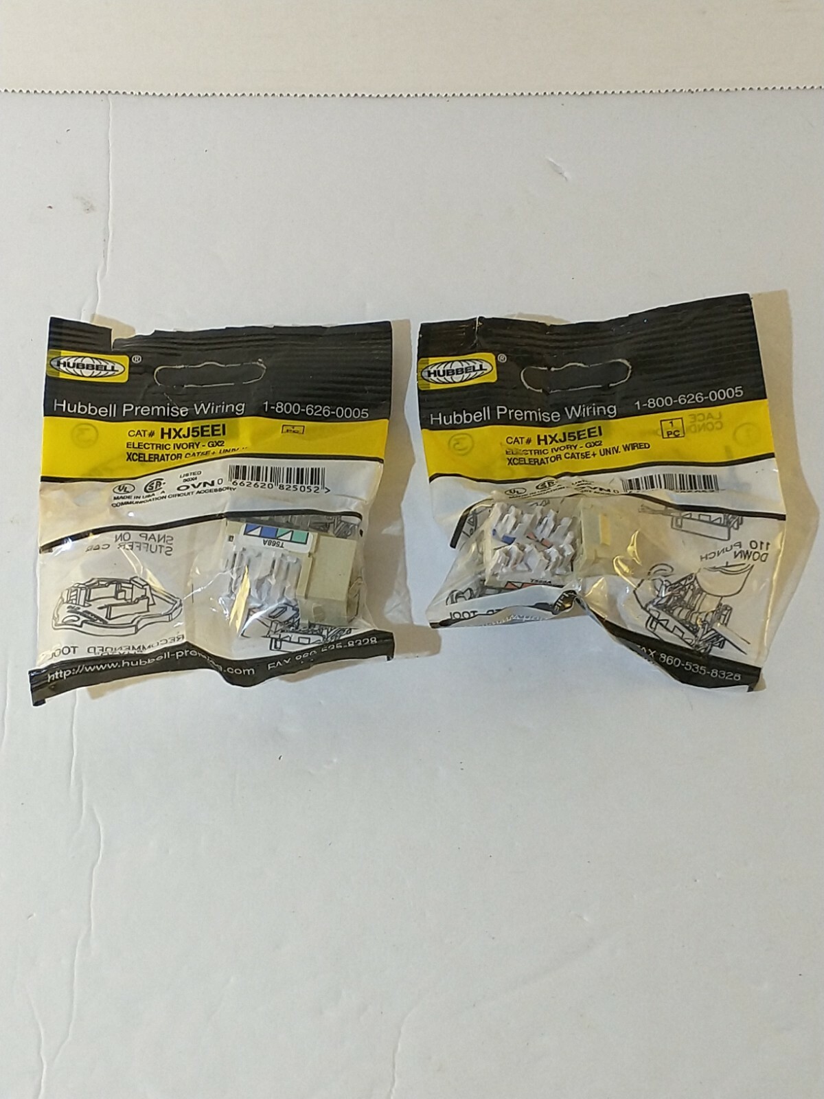 2 Count Hubbell HXJ5EEI Xcelerator Cat5E+ Univ Wired