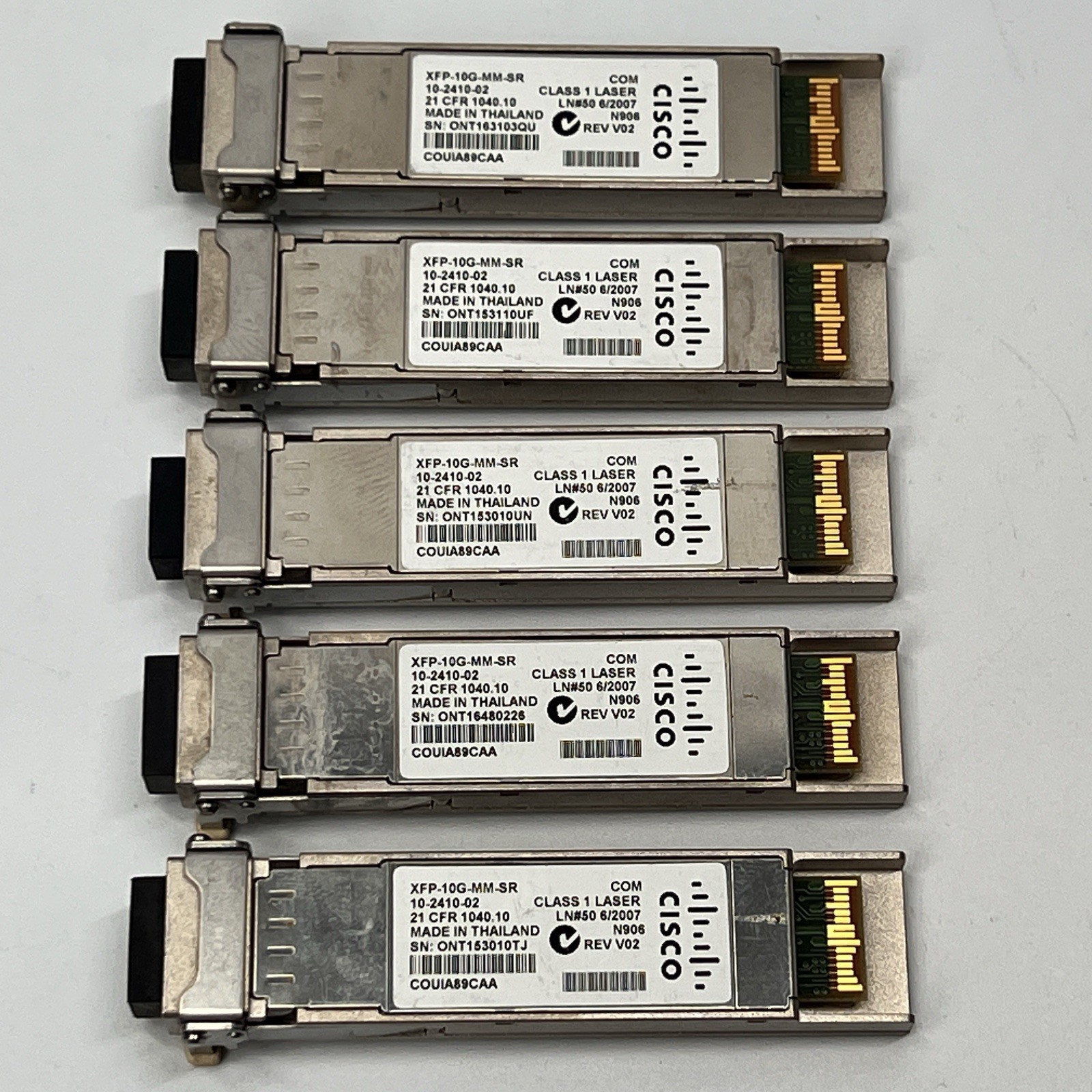 Cisco XFP-10G-MM-SR 10GBASE-SR XFP Transceiver Module 10-2410-02 Lot of 5