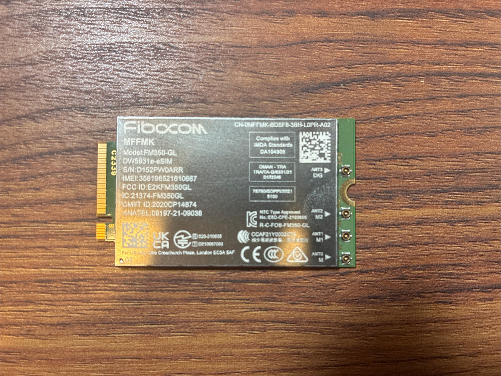 Dell Fibocom FM350-GL DW5931e eSIM 5G LTE M.2 WWAN Module