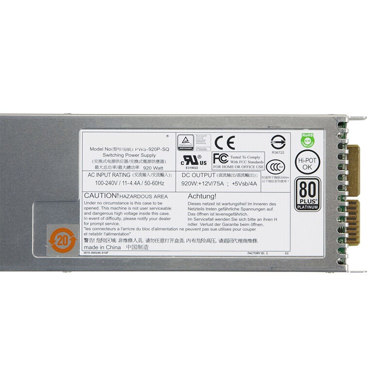 For Supermicro PWS-920P-SQ 1U 920W Server Redundant Power Supply Module