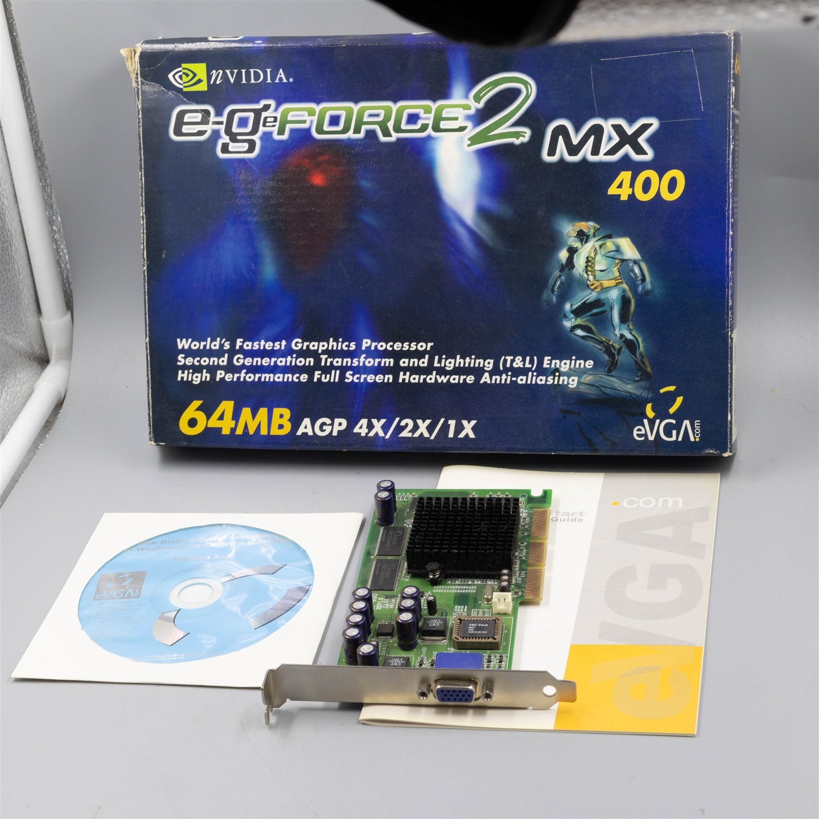 evga e geforce2 mx 400 Vintage Graphics Card agp 64mb Win 98/SE/2000 w Driver CD