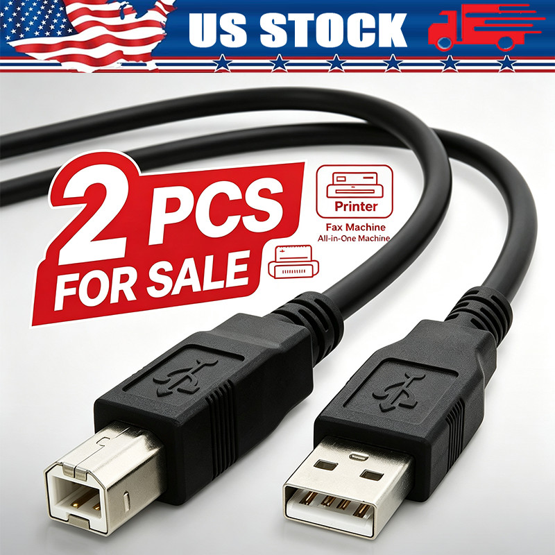 2Pcs NEW USB 2.0 A TO B High Speed Printer Scanner Premium Cable Cord 1.5m