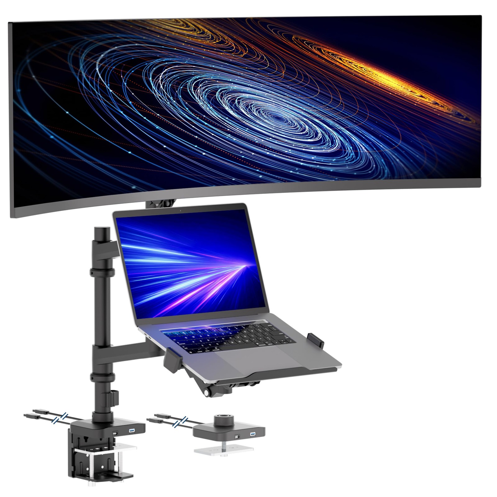 Mount-It Proflex Series Premium Monitor and Laptop Mount with Pole, Black