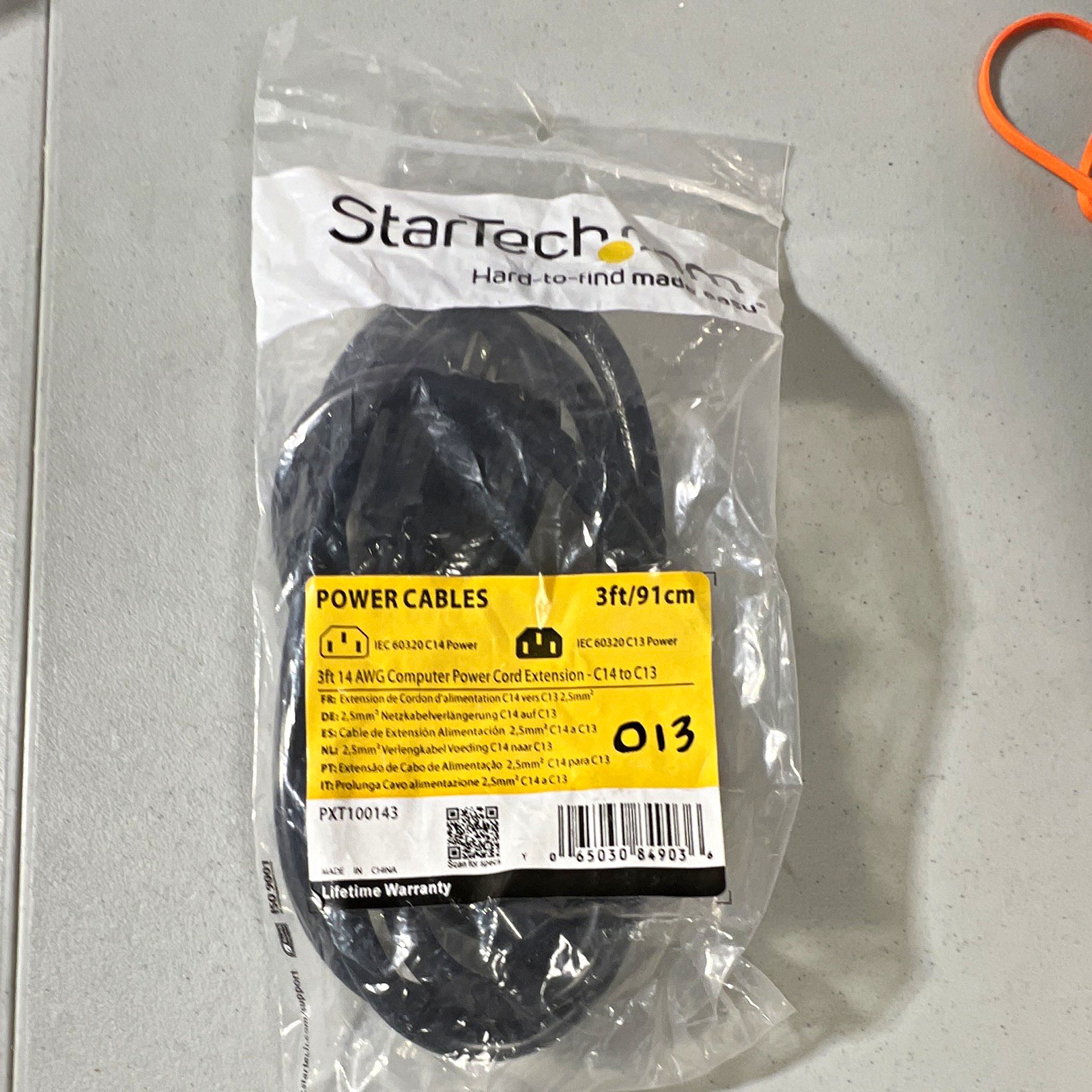StarTech PXT100143 C14 to C13 Power Extension Cable Cord 3ft Black