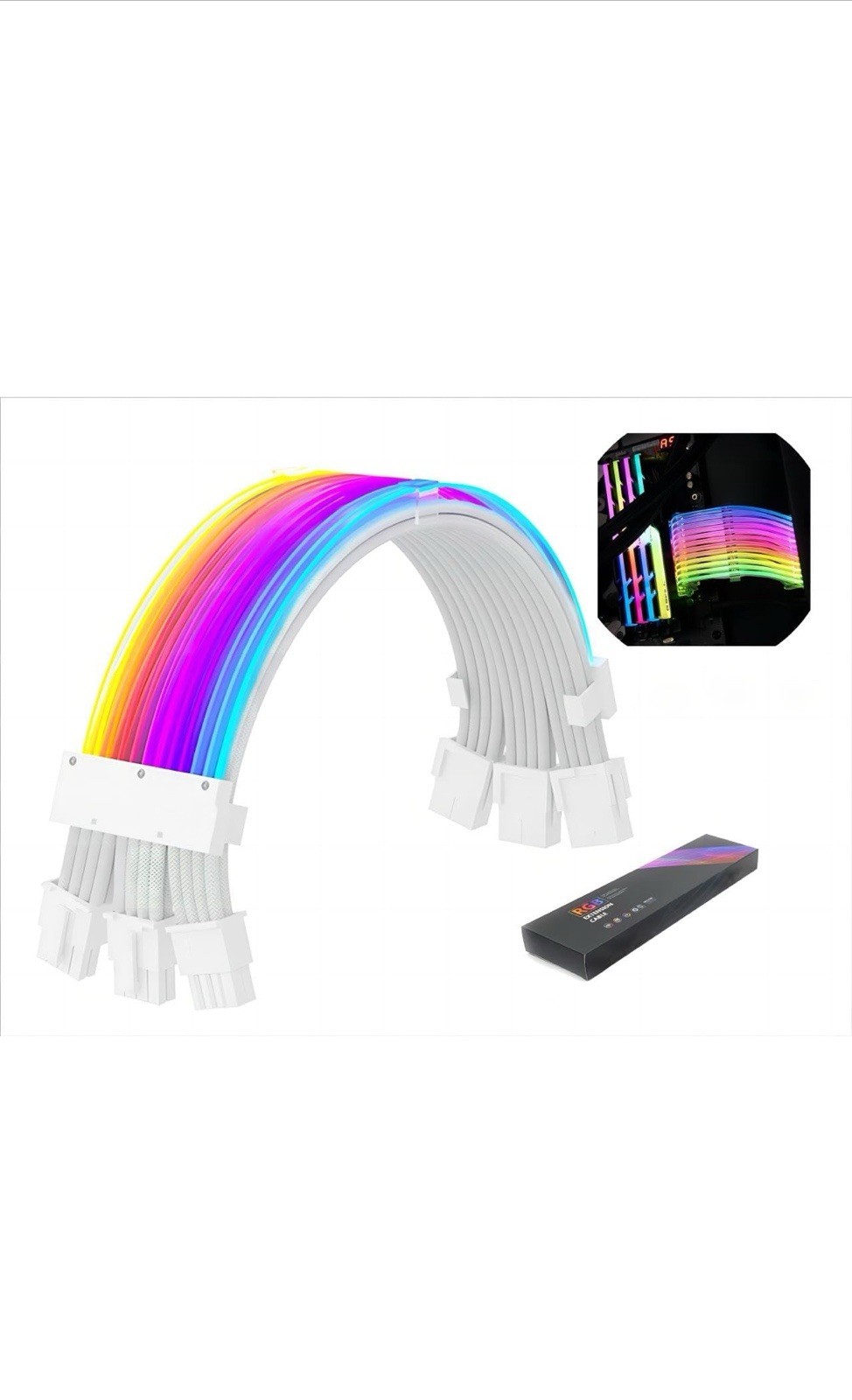 SAMA 3x8PIN White ARGB Extension Cable Addressable 5V 3pin Connectors AURA Sync