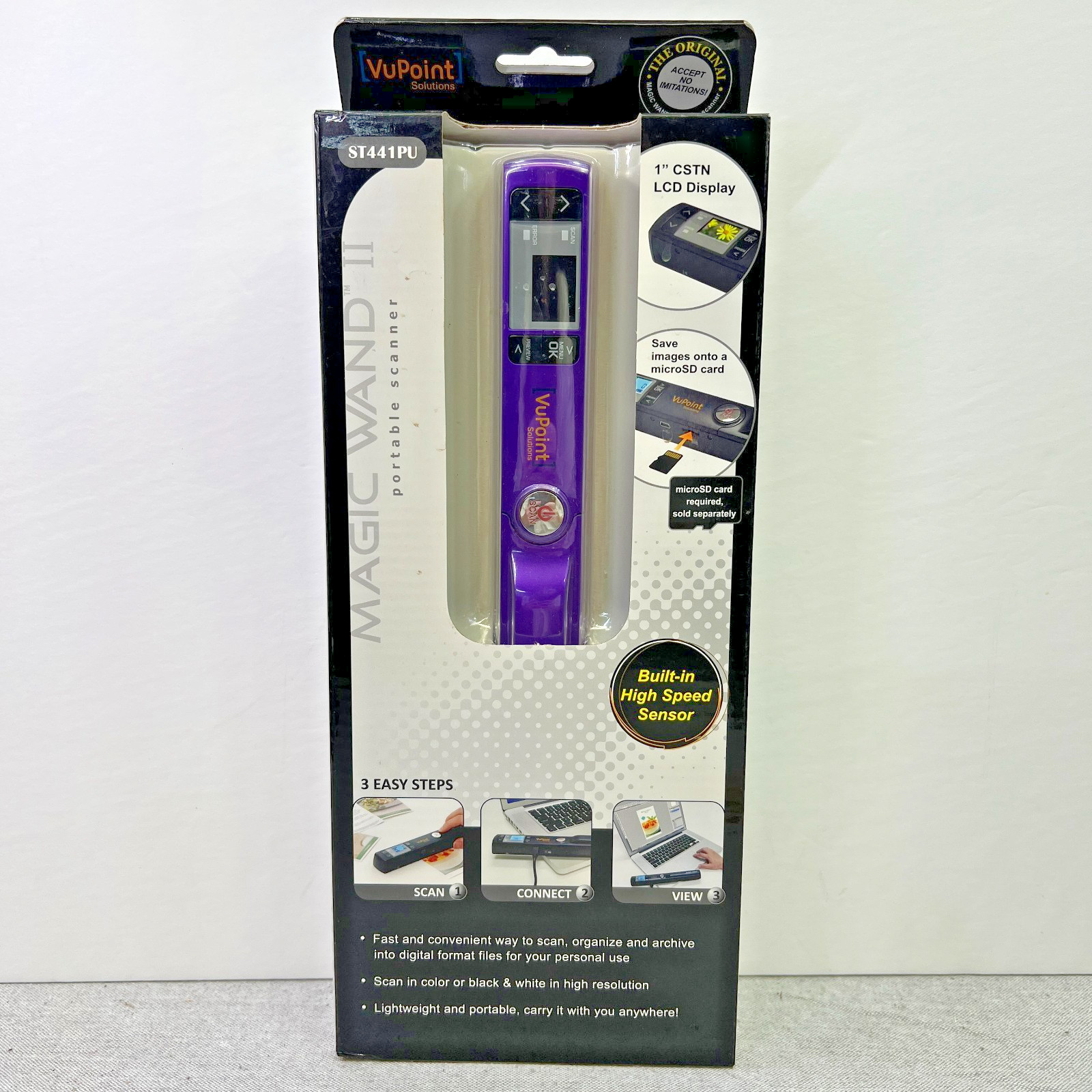 Vu Point Magic Wand II Purple Portable Scanner 1" LCD Display ST441PU New